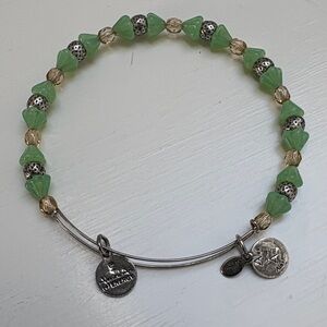 Alex and Ani Style Green Beaded Bangle